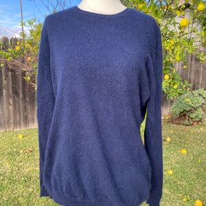 CHARTER CLUB 100% CASHMERE NAVY BLUE CREWNECK SWEATER L SOFT KNIT